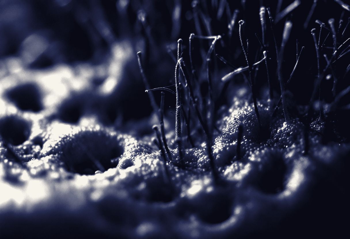 Terminal hairs at the follicular opening